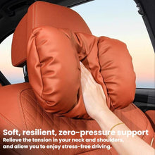 Load image into Gallery viewer, Car Stain-Resistant Leather Headrest Car Neck Pillow Lumbar Cushion Set, Headrest Black, Headrest Brown, Headrest Red, Backrest Black, Backrest Brown, Backrest Red, Headrest+Backrest Black, Headrest+Backrest Brwon, Headrest+Backrest Red