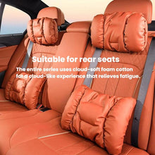Load image into Gallery viewer, Car Stain-Resistant Leather Headrest Car Neck Pillow Lumbar Cushion Set, Headrest Black, Headrest Brown, Headrest Red, Backrest Black, Backrest Brown, Backrest Red, Headrest+Backrest Black, Headrest+Backrest Brwon, Headrest+Backrest Red