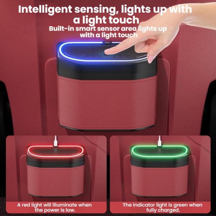 Car Trash Can Side-mounted Storage Box With Light