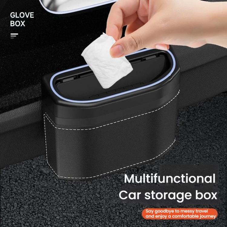 Car Trash Can Side-mounted Storage Box With Light