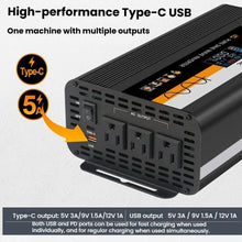 Load image into Gallery viewer, XUYUAN 12V / 24V To 110V Pure Sine Wave Inverter Power Inverter US Plug, 800W Black, 1400W Black, 2000W Black, 3000W Black, 3600W Black, 4000W Black, 800W Red, 1400W Red, 2000W Red, 3000W Red