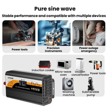 Load image into Gallery viewer, XUYUAN 12V / 24V To 110V Pure Sine Wave Inverter Power Inverter US Plug, 800W Black, 1400W Black, 2000W Black, 3000W Black, 3600W Black, 4000W Black, 800W Red, 1400W Red, 2000W Red, 3000W Red