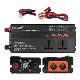 XUYUAN 12V / 24V To 220V Car Power Inverter LED Display Power Converter, 600W, 1200W, 2000W