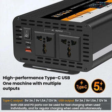 Load image into Gallery viewer, 12V / 24V To 220V Pure Sine Wave Inverter Universal Car Power Converter, 800W Black, 1400W Black, 2000W Black, 3000W Black, 3600W Black, 4000W Black, 800W Red, 1400W Red, 2000W Red, 3000W Red