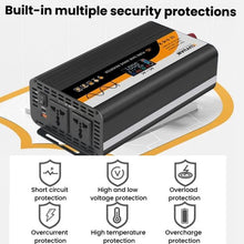 Load image into Gallery viewer, 12V / 24V To 220V Pure Sine Wave Inverter Universal Car Power Converter, 800W Black, 1400W Black, 2000W Black, 3000W Black, 3600W Black, 4000W Black, 800W Red, 1400W Red, 2000W Red, 3000W Red