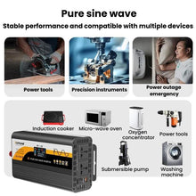 Load image into Gallery viewer, 12V / 24V To 220V Pure Sine Wave Inverter Universal Car Power Converter, 800W Black, 1400W Black, 2000W Black, 3000W Black, 3600W Black, 4000W Black, 800W Red, 1400W Red, 2000W Red, 3000W Red