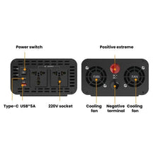 Load image into Gallery viewer, 12V / 24V To 220V Pure Sine Wave Inverter Universal Car Power Converter, 800W Black, 1400W Black, 2000W Black, 3000W Black, 3600W Black, 4000W Black, 800W Red, 1400W Red, 2000W Red, 3000W Red