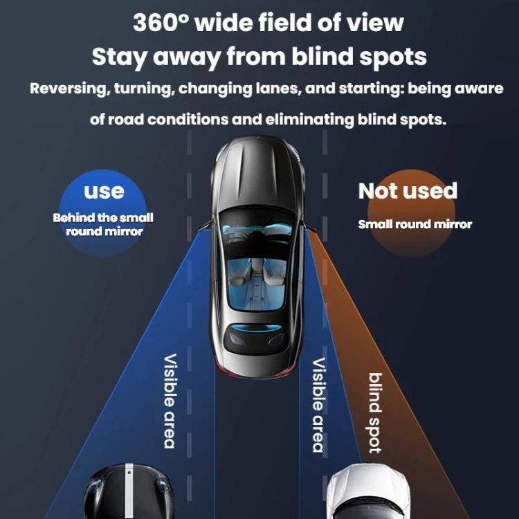 Car Suction Cup Type 360-Degree Adjustable Wide-View Reversing Mirror, Silver Pattern, Black Pattern, White Pattern