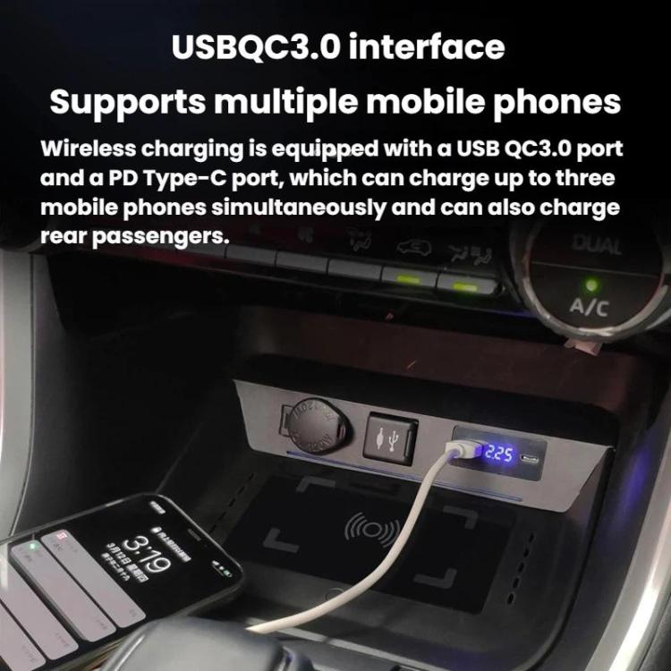 For Toyata RAV4 Wireless Car Charger With Digital Display, 15W Left, 15W Right