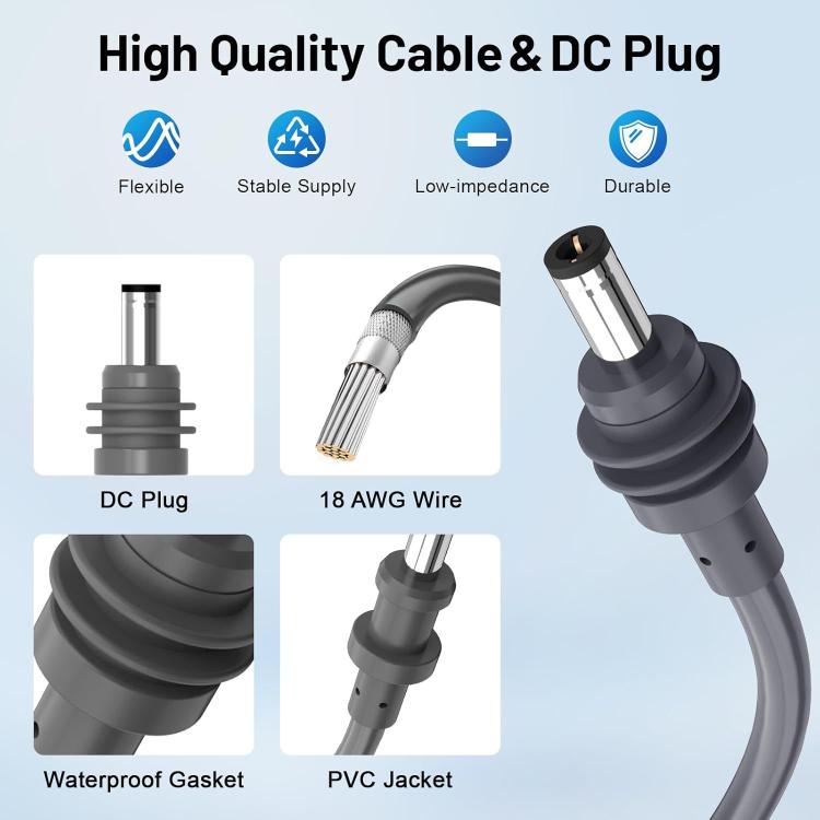 3 in 1 Mini Car DC Charger Power Cord, 3m