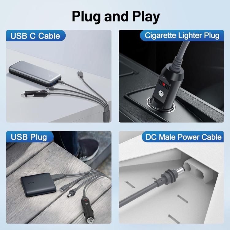 3 in 1 Mini Car DC Charger Power Cord, 3m
