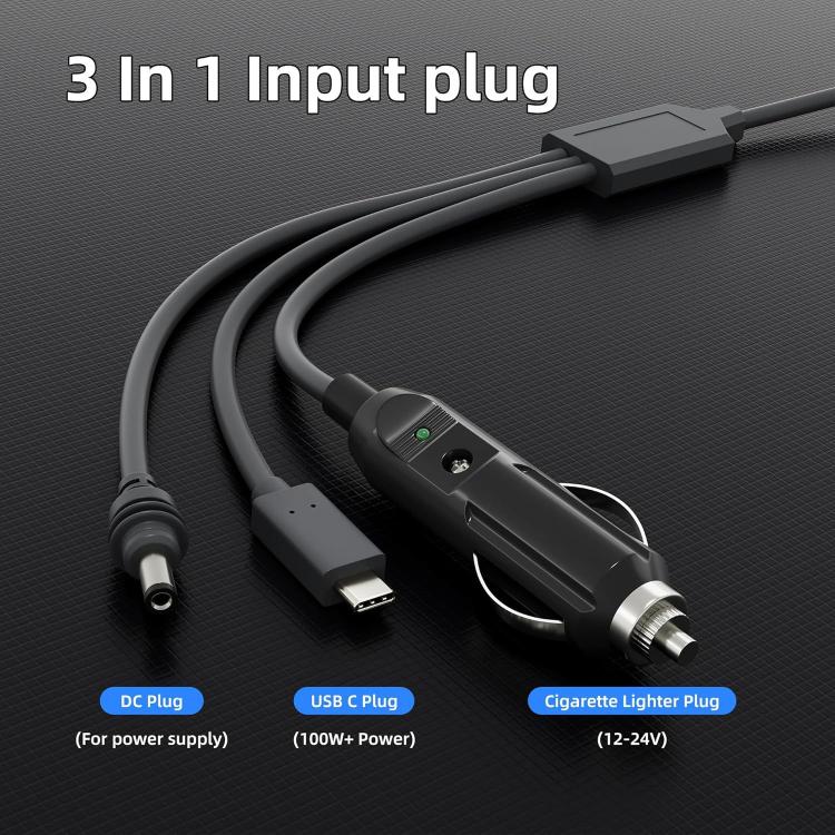 3 in 1 Mini Car DC Charger Power Cord, 3m
