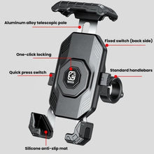 Load image into Gallery viewer, Kewig Motorcycle Riding Phone Mount Universal Quick-Release Phone Clip, Handlebars, Rear View Mirror, Heavy-duty Clamp