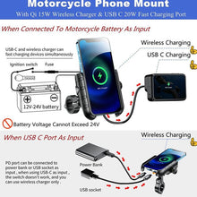 Load image into Gallery viewer, Kewig M9-S 15W Motorcycle Wireless Charging Phone Mount IP66 Waterproof Phone Stand
