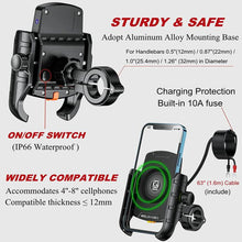 Load image into Gallery viewer, Kewig M9-S 15W Motorcycle Wireless Charging Phone Mount IP66 Waterproof Phone Stand