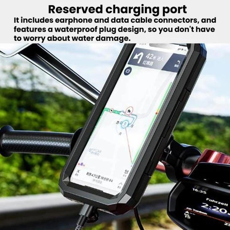 Motorcycle Heightened Rainproof Case Mount Bicycle Waterproof Box Phone Holder, Large Handlebar, Large Rearview Mirror, Small Handlebar, Small Rearview Mirror