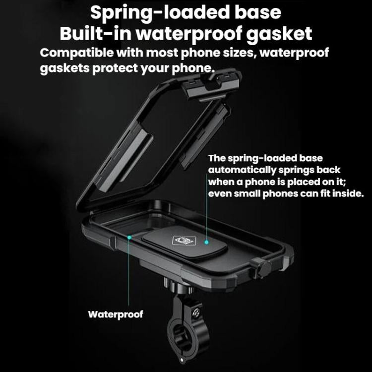 Motorcycle Heightened Rainproof Case Mount Bicycle Waterproof Box Phone Holder, Large Handlebar, Large Rearview Mirror, Small Handlebar, Small Rearview Mirror
