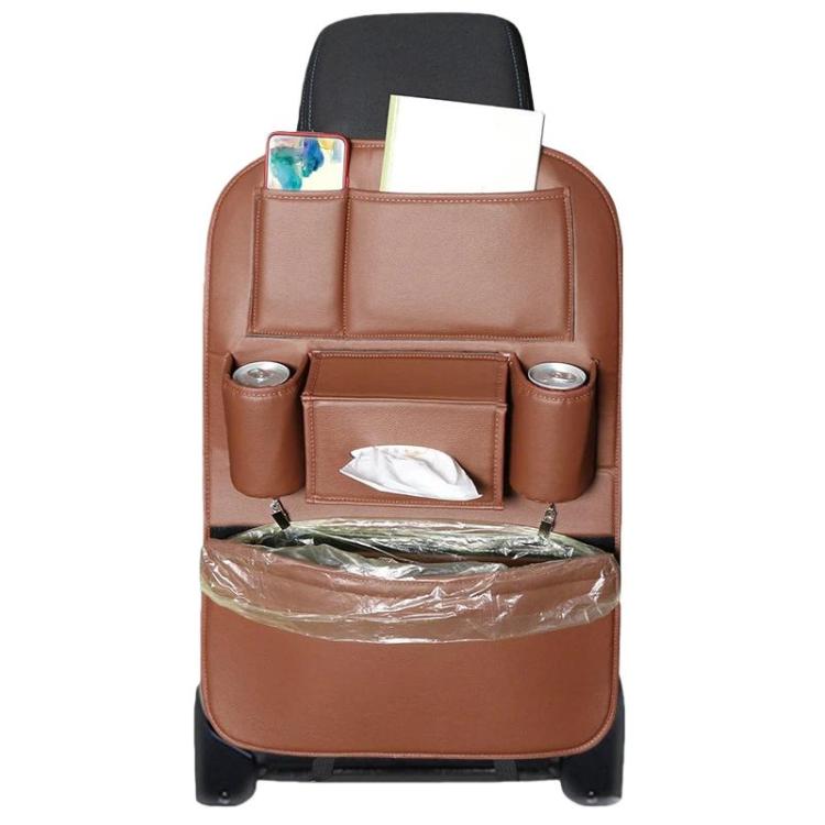 1109 Car Seat Back Leather Storage Organizer Vehicle-Mounted Hanging Trash Bag