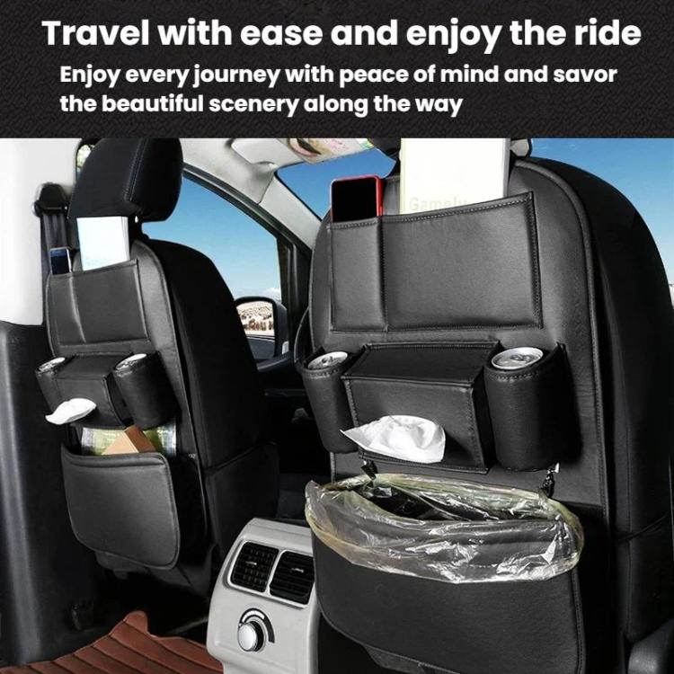 1109 Car Seat Back Leather Storage Organizer Vehicle-Mounted Hanging Trash Bag