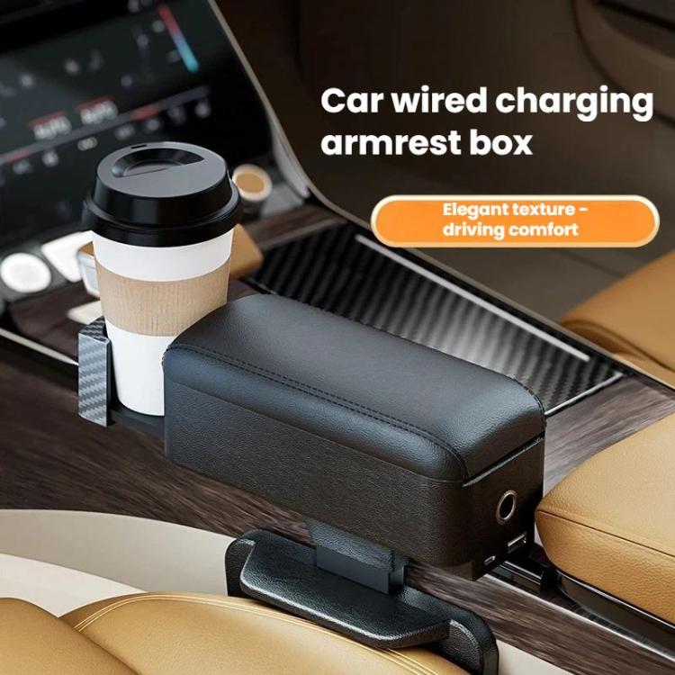 3092 Car Seat Armrest Cup Holder Multi-Functional Rear Seat Charging Storage Box