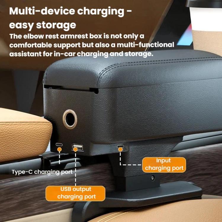 3092 Car Seat Armrest Cup Holder Multi-Functional Rear Seat Charging Storage Box