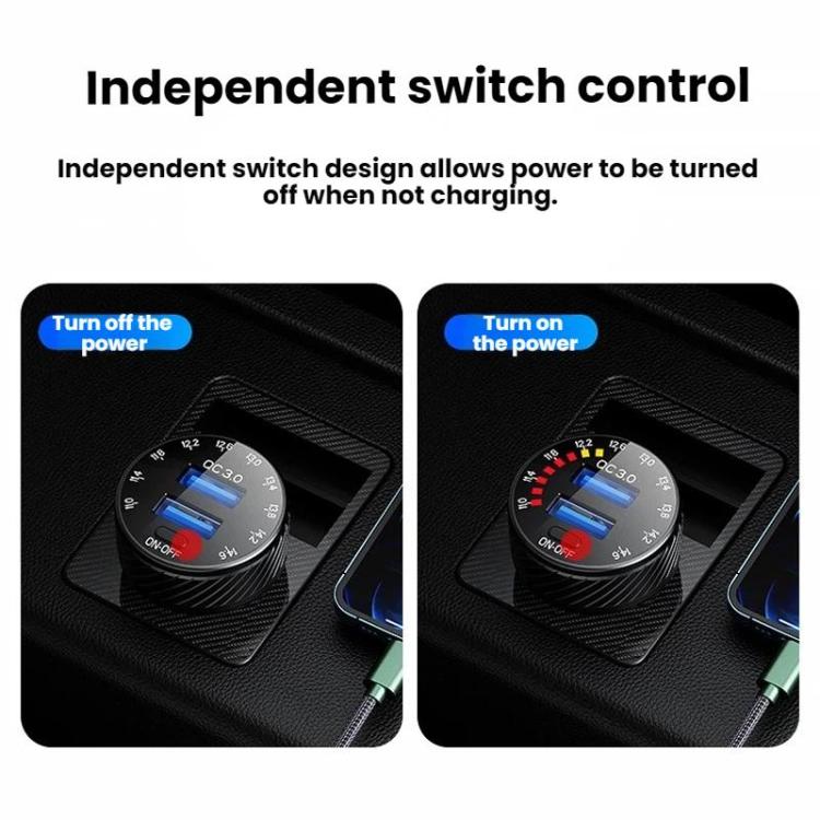 Car Cigarette Lighter LED Indicator USB Charger With Switch