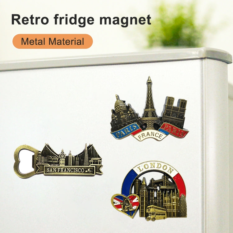 Architectural Landscape Metal Magnetic Refrigerator Stickers Home Decoration