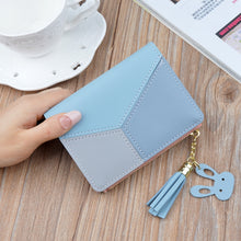 Load image into Gallery viewer, Short Leather Women Zipper Purse Panelled Wallets Trendy Coin Purse, Leather Blue, Leather Black, Leather Pink