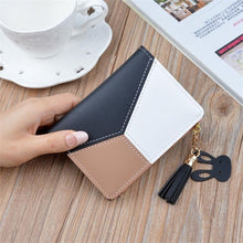 Load image into Gallery viewer, Short Leather Women Zipper Purse Panelled Wallets Trendy Coin Purse, Leather Blue, Leather Black, Leather Pink