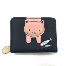 Load image into Gallery viewer, Women Cute Cat Wallet Small Zipper Wallet PU Leather Coin Purse Card Holder, Cat Black, Cat Blue, Cat Green, Cat Pink, Cat Rose Red