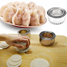 Load image into Gallery viewer, 3pcs/set Stainless Steel Round Dumplings Wrappers Molds Set Cutter Maker Tools, Circular, Sawtooth
