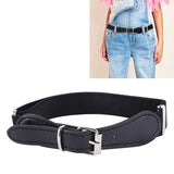 Kids Polyester + PU Leather Square Pin Buckle Adjustable Elastic Belt