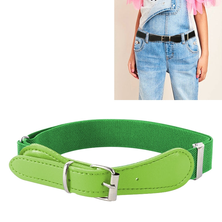 Kids Polyester + PU Leather Square Pin Buckle Adjustable Elastic Belt