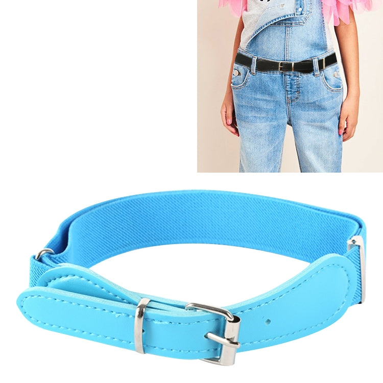 Kids Polyester + PU Leather Square Pin Buckle Adjustable Elastic Belt