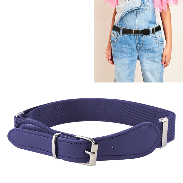Kids Polyester + PU Leather Square Pin Buckle Adjustable Elastic Belt