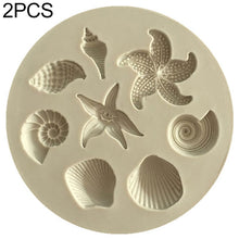 Load image into Gallery viewer, 2 PCS  Marine Element Mould Sea Star Conch Shell Model Silicone Cake Fondant Tool, Cake Fondant Tool