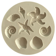 Load image into Gallery viewer, 2 PCS  Marine Element Mould Sea Star Conch Shell Model Silicone Cake Fondant Tool, Cake Fondant Tool