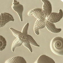 Load image into Gallery viewer, 2 PCS  Marine Element Mould Sea Star Conch Shell Model Silicone Cake Fondant Tool, Cake Fondant Tool