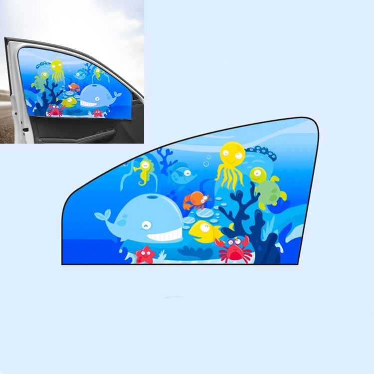 Car Cartoon Magnetic Sunshade Sunscreen Telescopic Collapsible Sunshield, Driving, Co-pilot, Rear Square