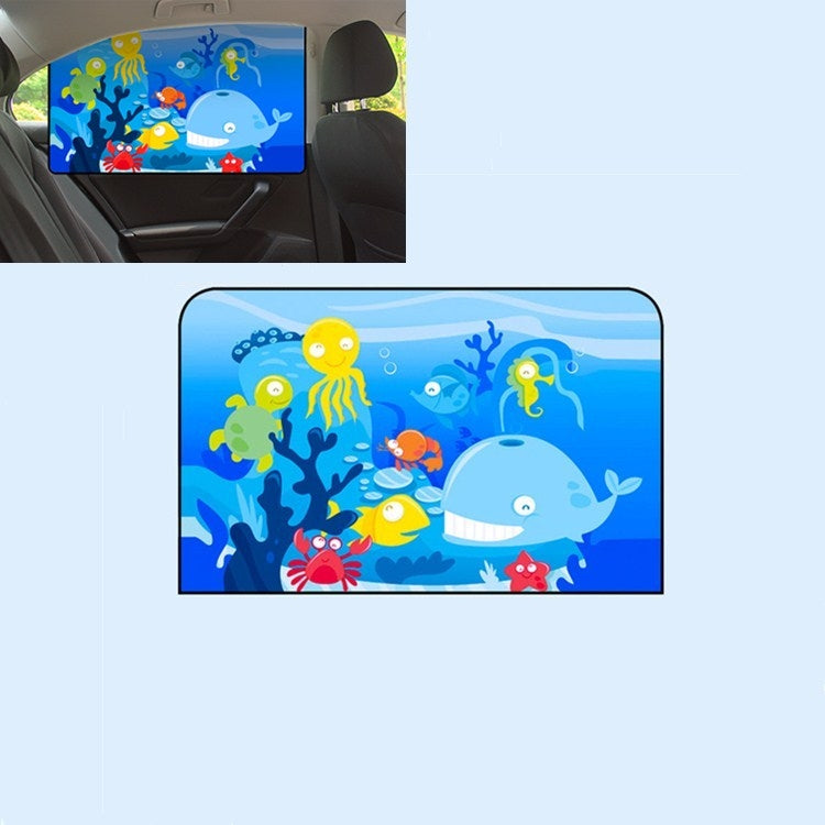Car Cartoon Magnetic Sunshade Sunscreen Telescopic Collapsible Sunshield, Driving, Co-pilot, Rear Square