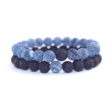 Load image into Gallery viewer, 2PCS/Set Couples Jewelry Classic Distance Black Lava Beaded Bracelet Bangle