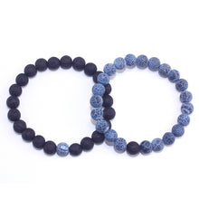 Load image into Gallery viewer, 2PCS/Set Couples Jewelry Classic Distance Black Lava Beaded Bracelet Bangle