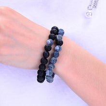 Load image into Gallery viewer, 2PCS/Set Couples Jewelry Classic Distance Black Lava Beaded Bracelet Bangle