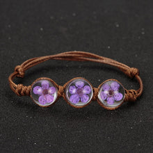 Load image into Gallery viewer, Lucky Handmade Woven Dried Flower Glass Beads Bracelets, Purple, Pink, Rosered, Blue, White, Orange, Red, Yellow