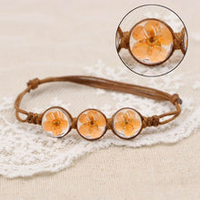 Load image into Gallery viewer, Lucky Handmade Woven Dried Flower Glass Beads Bracelets, Purple, Pink, Rosered, Blue, White, Orange, Red, Yellow