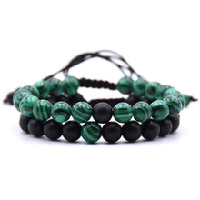 Load image into Gallery viewer, 8mm Natural Stone Beads Men Weave Charm Couple Bracelets