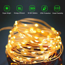 Load image into Gallery viewer, 22m 200 LEDs Solar Powered Home Garden Copper Wire String Fairy Light Outdoor Christmas Party Decor Strip Lamp with 8 Modes, RGB, White Light, Warm White
