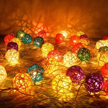 Load image into Gallery viewer, 20 LEDs Rattan Balls Lights Fairy Holiday Christmas Outdoor LED Decorative Lamp, 4m Battery Style, 5m Plug-in Style
