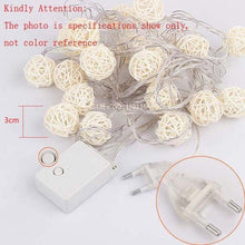 Load image into Gallery viewer, 20 LEDs Rattan Balls Lights Fairy Holiday Christmas Outdoor LED Decorative Lamp, 4m Battery Style, 5m Plug-in Style