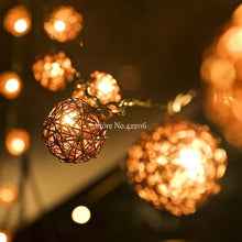 Load image into Gallery viewer, 20 LEDs Rattan Balls Lights Fairy Holiday Christmas Outdoor LED Decorative Lamp, 4m Battery Style, 5m Plug-in Style